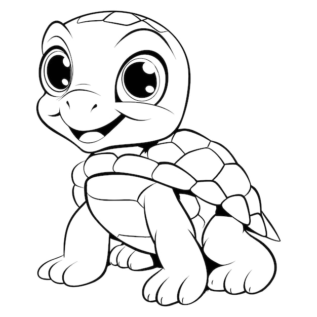 Premium Vector | Cute turtle pet coloring pages