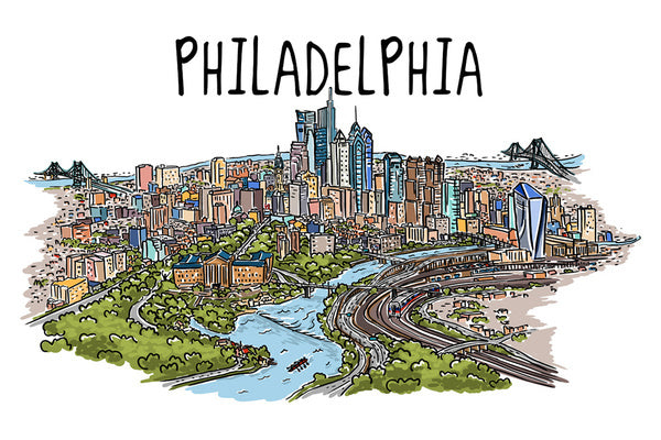 philadelphia skyline drawing