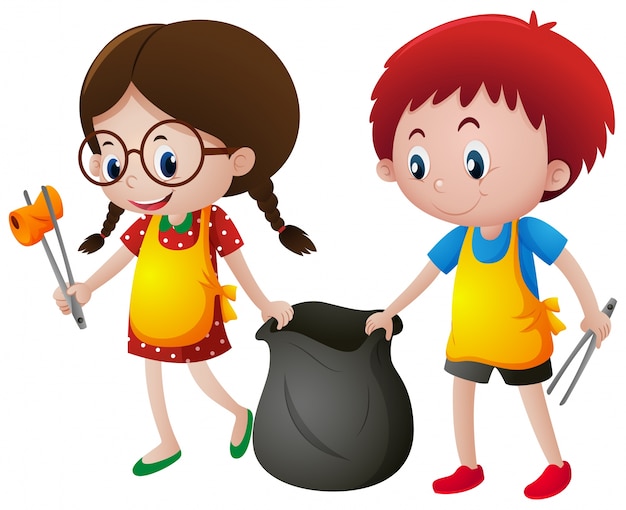 picking up trash clipart