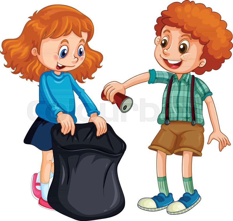 picking up trash clipart
