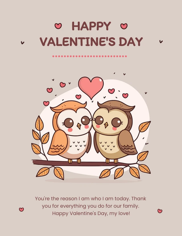 Hellbraunes, süßes Illustrations-Happy-Valentine-Day-Poster - Venngage
