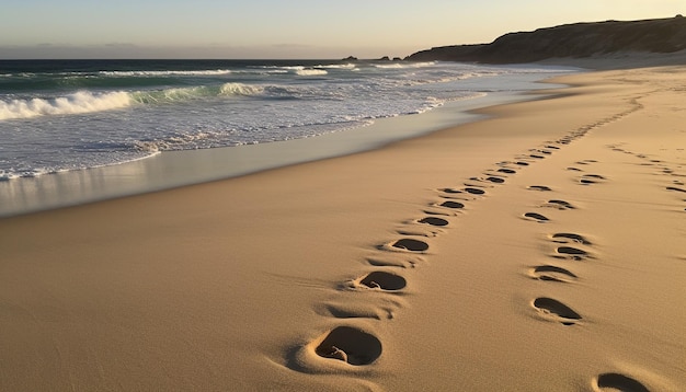 Footprints in the sand on a beach | AI-generated image