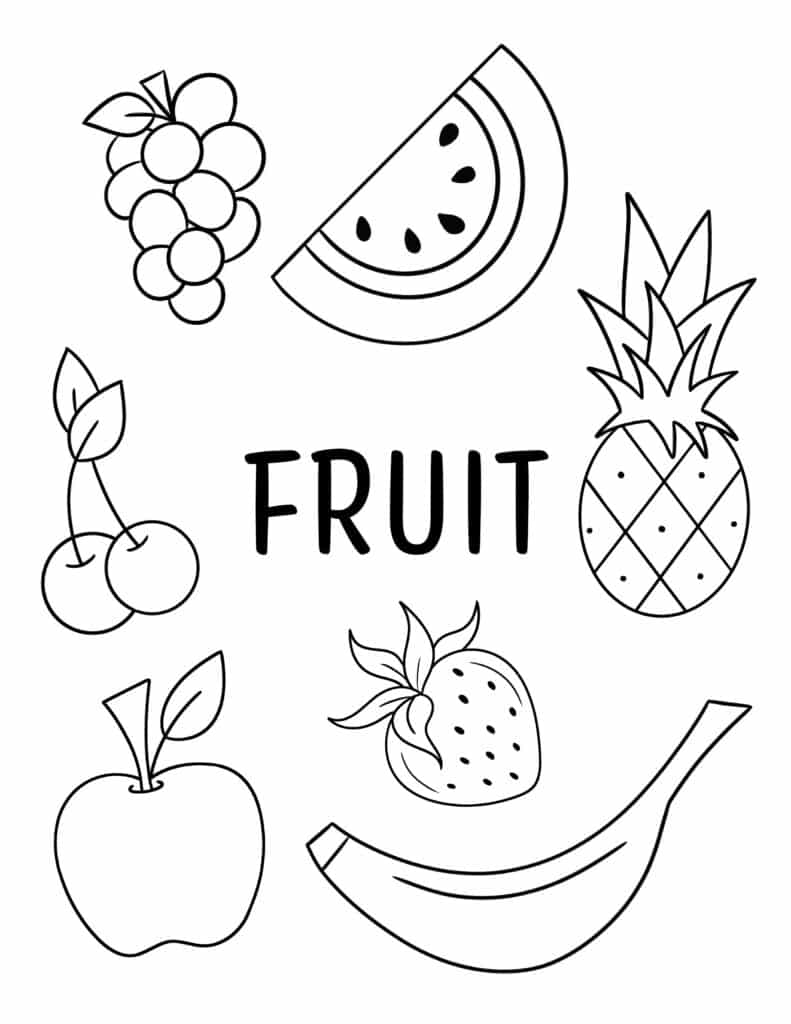 pictures of fruits and vegetables to color