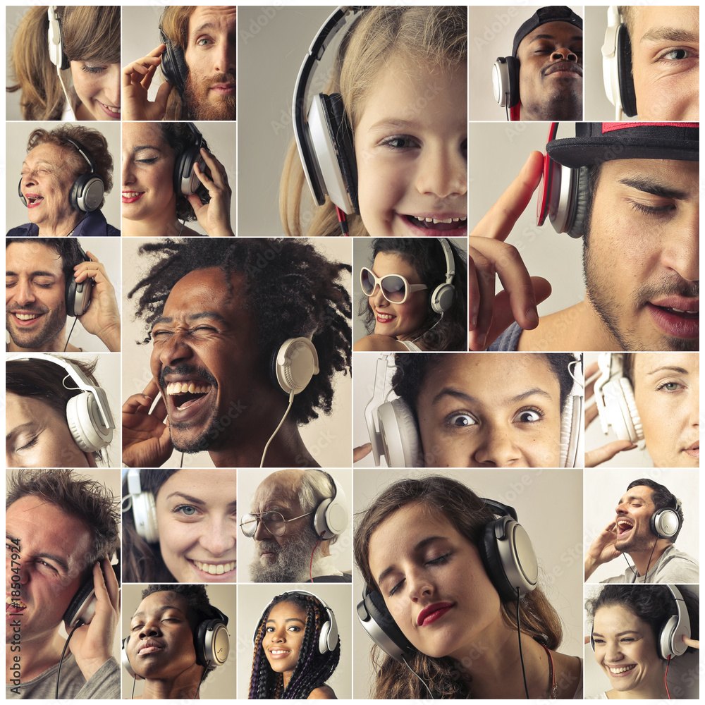 pictures of people listening to music