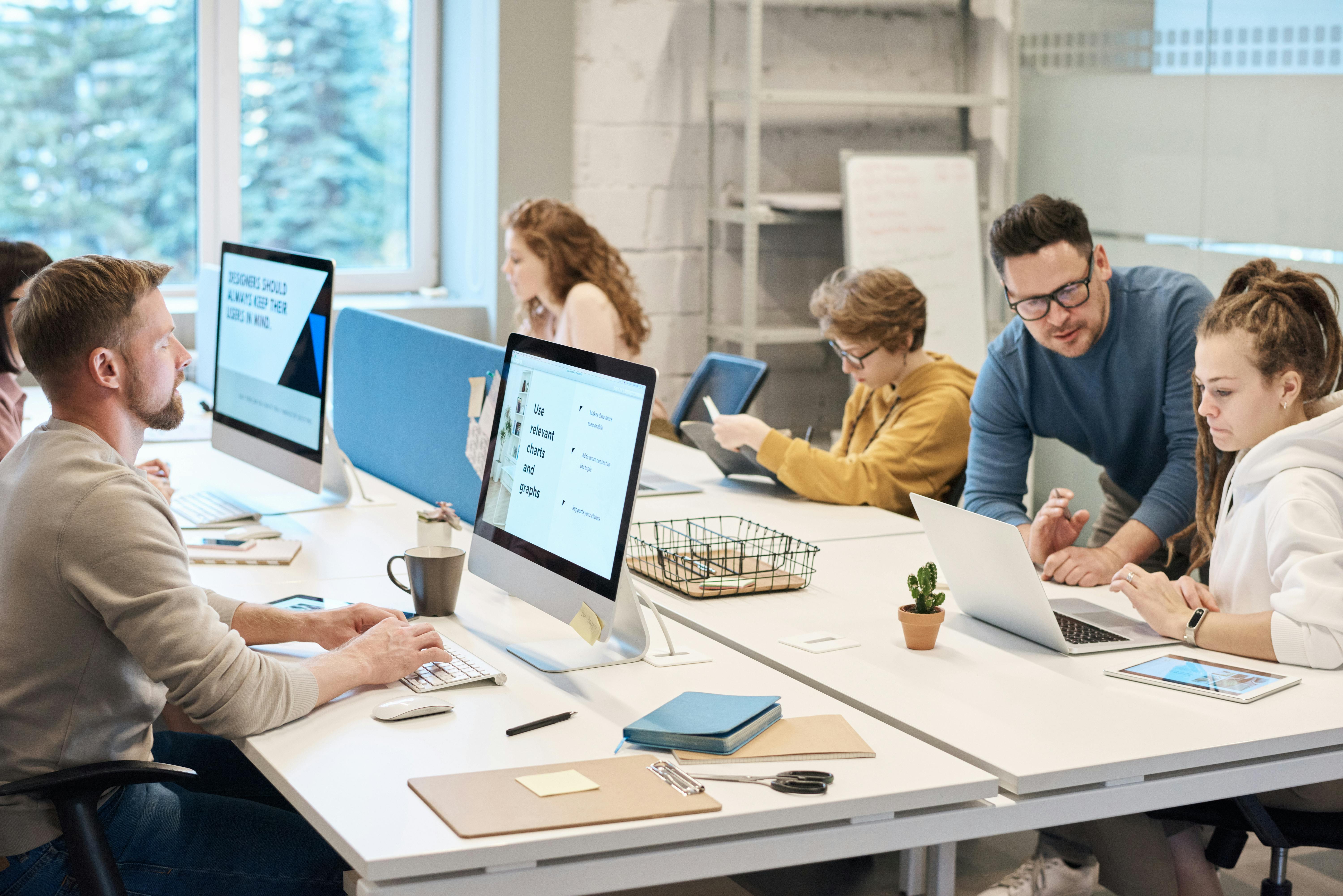 pictures of people working on computers