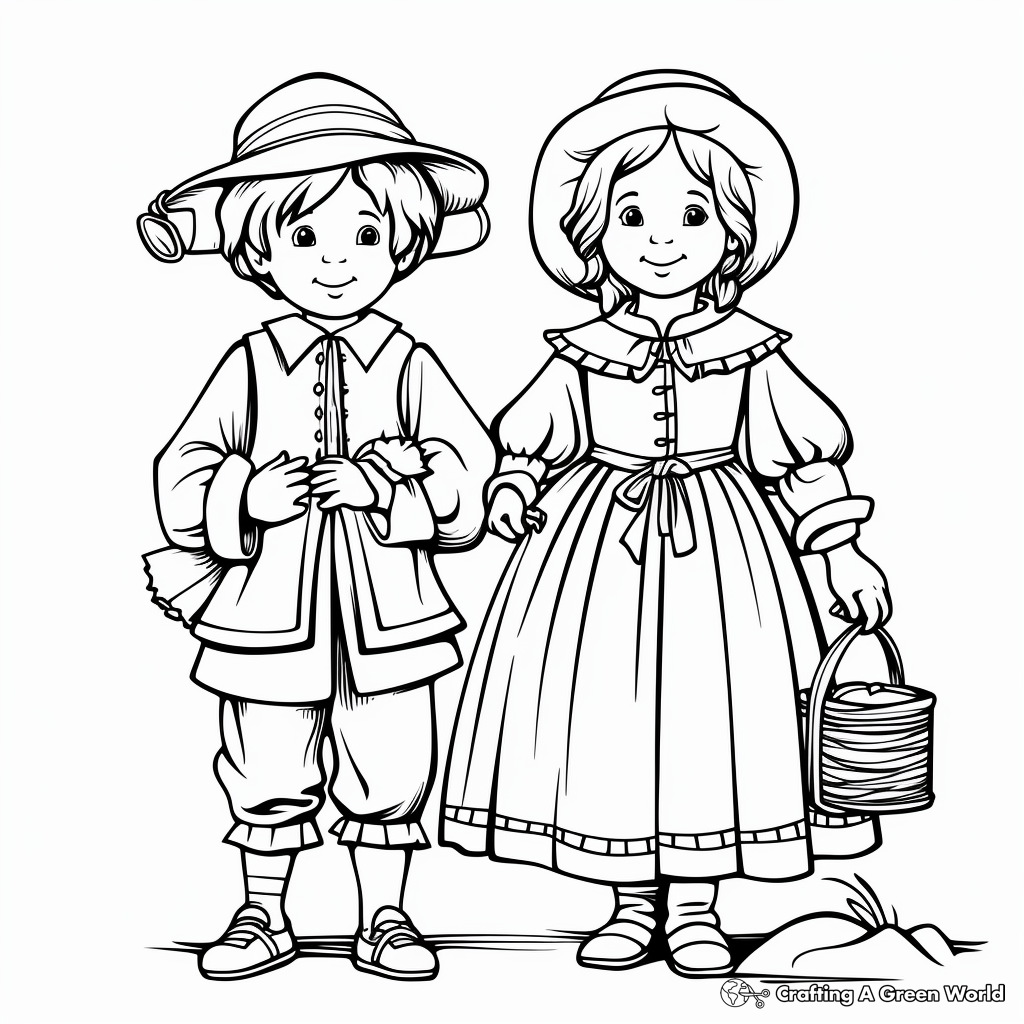 Pilgrim Coloring Pages - Free &amp; Printable!