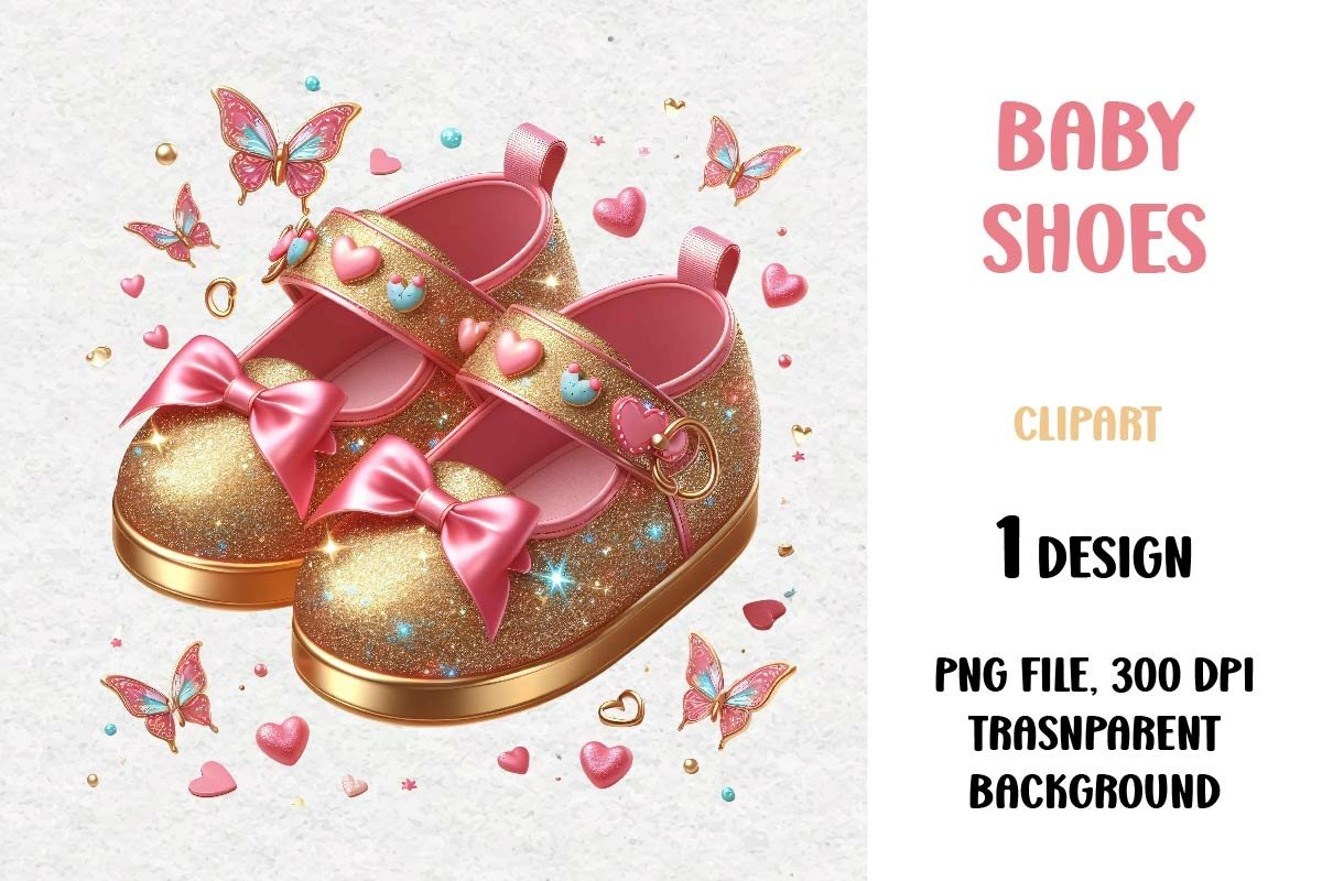 pink baby booties clipart