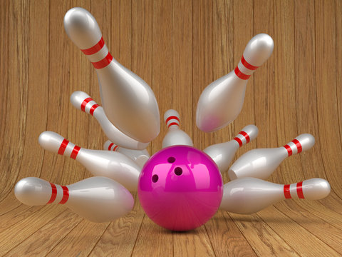 pink bowling cliparts
