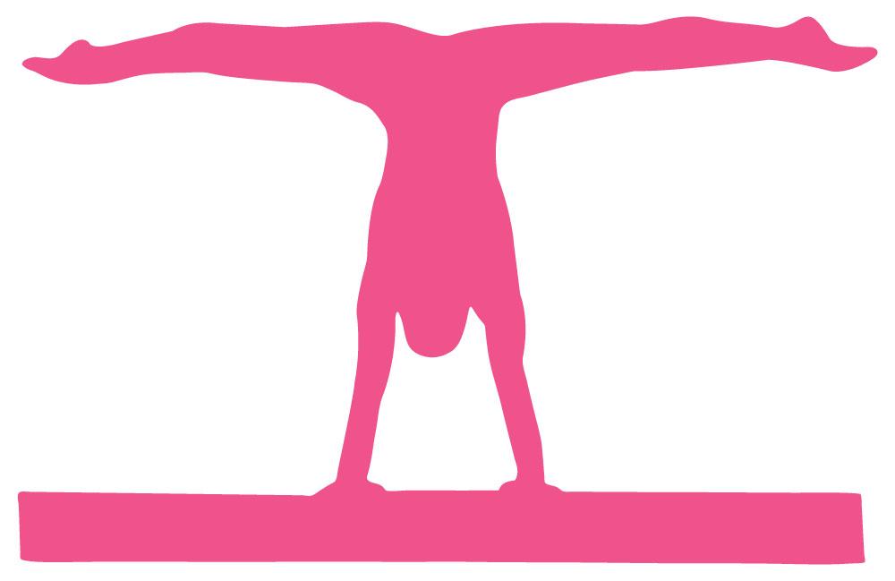 Gymnast Pink Glitter Silhouettes Clip Art Set