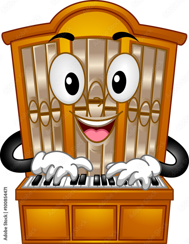 Pipe Organ Mascot Pressing Keys Stock Vector | Adobe Stock