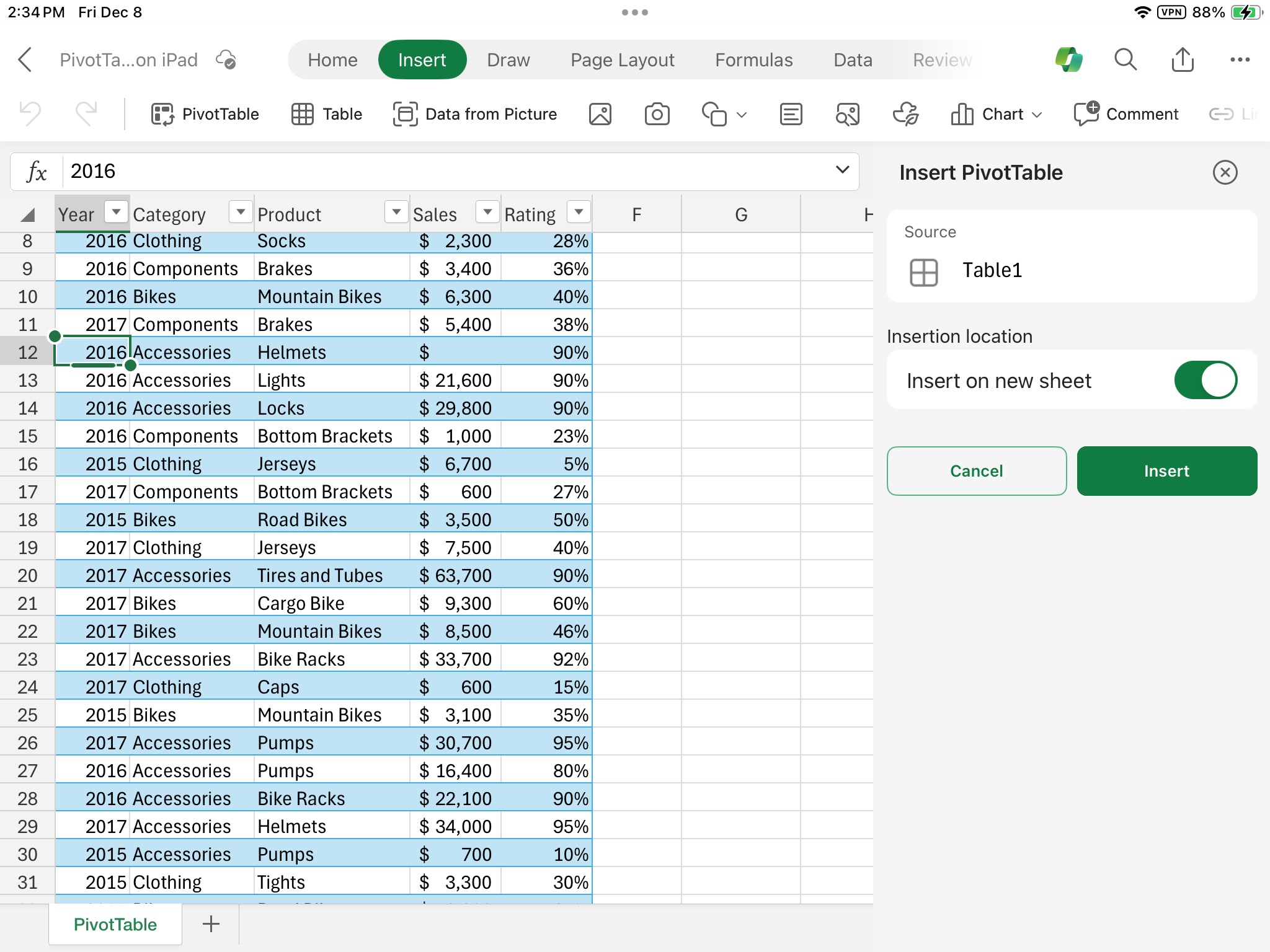 Erstellen einer PivotTable zum Analysieren von Arbeitsblattdaten ...