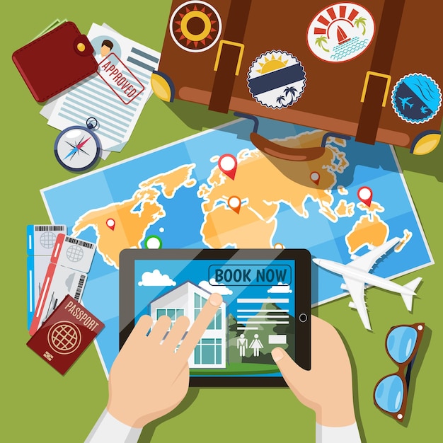 Free Vector | Planning summer vacation or leisure trip. Suitcase ...
