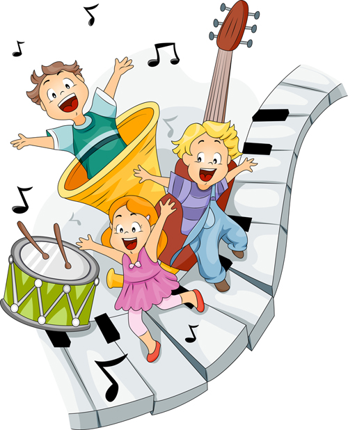 Playing children Cartoon vector set 01 free download