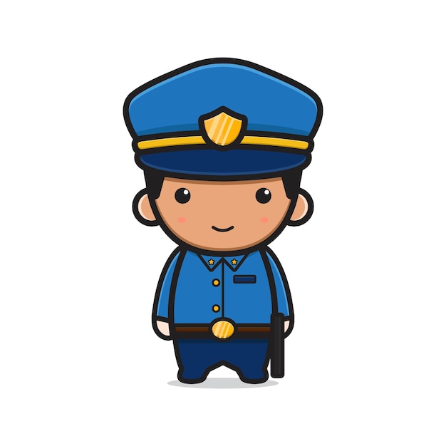 Premium Vector | Cute police cartoon icon vector illustration ...