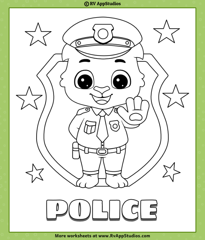 police colouring pictures for kids