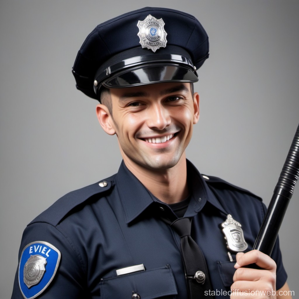 Cheerful Policeman with Baton | Stable Diffusion Online