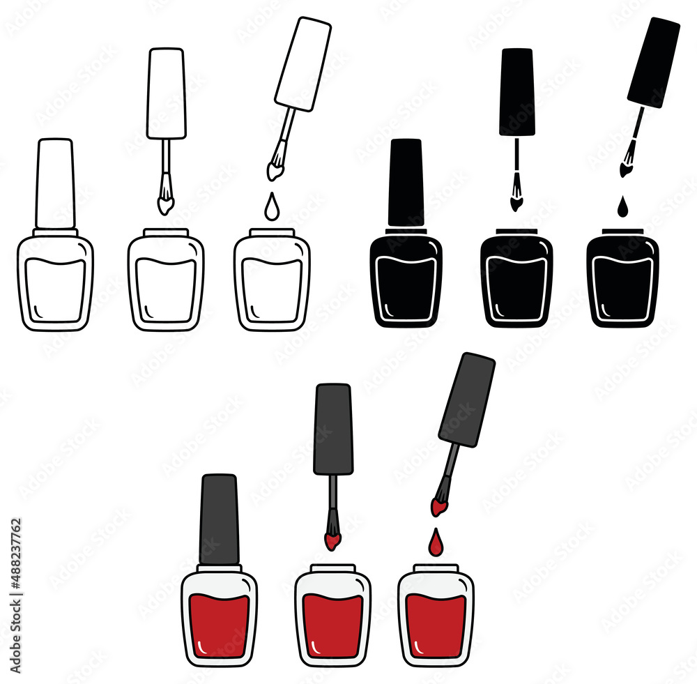 Stock-Vektorgrafik „Nail Polish with Clear Bottle Clipart Set ...