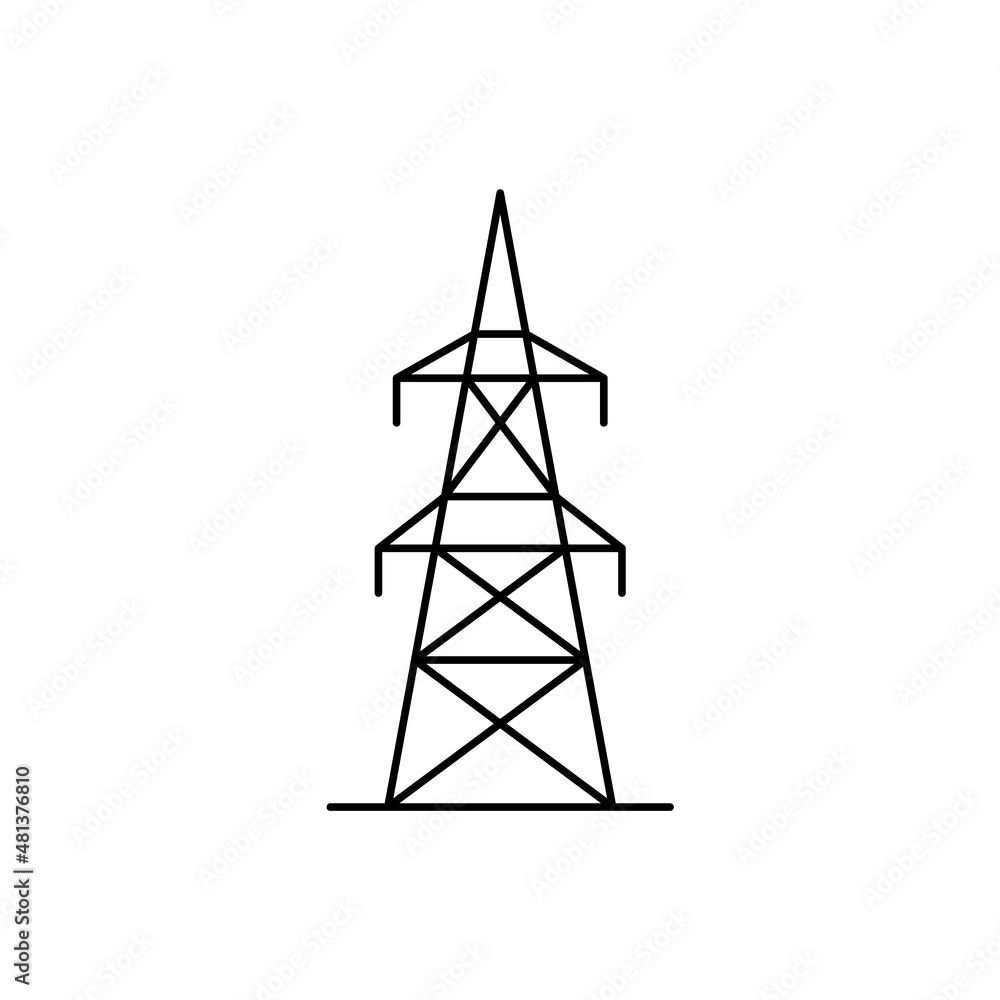 Electricity transmission line. Overhead powerline icon. High ...