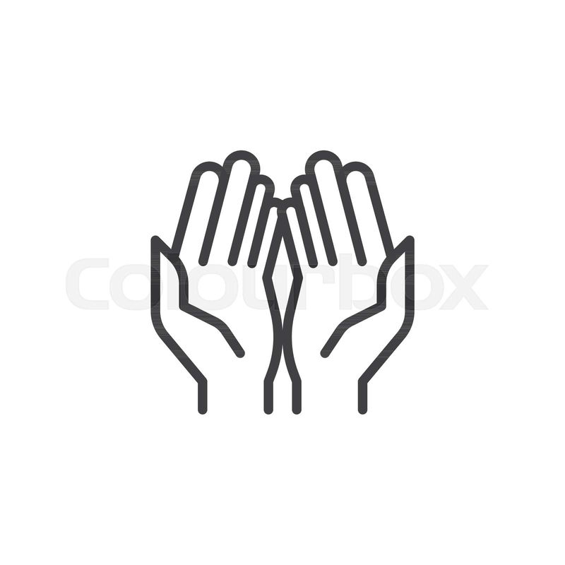Prayer hands outline icon. linear style sign for mobile conc ...