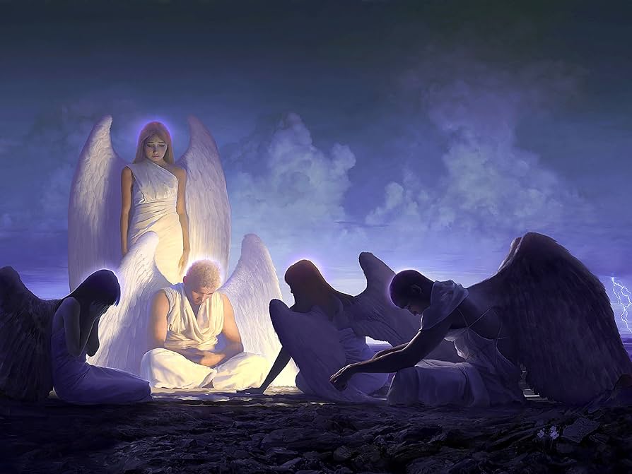 By Print Beautiful Praying Angel in Heaven Fantasy No67 (Amazing Quality  Thick Pine – 30 x 20 inch Stunning Gallery Framed Canvas Art Print Box  Framed ...