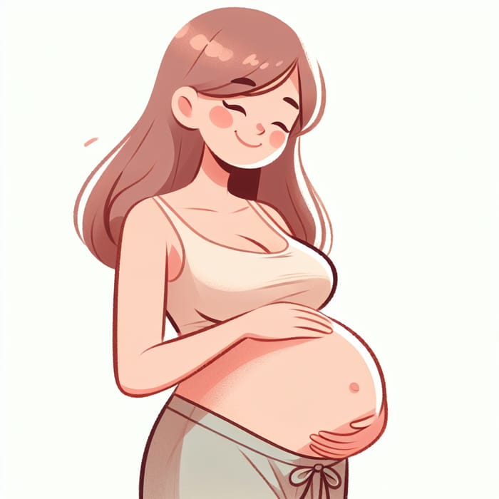 Joyful Cartoon Pregnant Woman in Maternity Style | AI Art ...