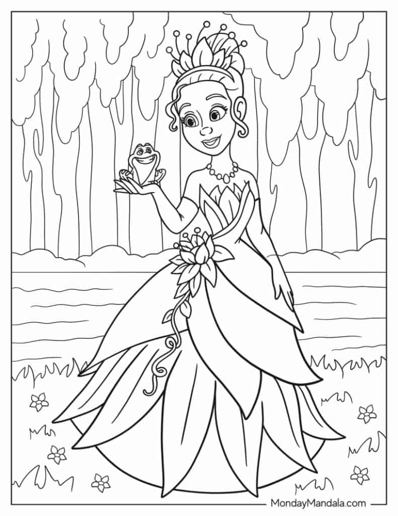 princess and the frog coloring pages to print