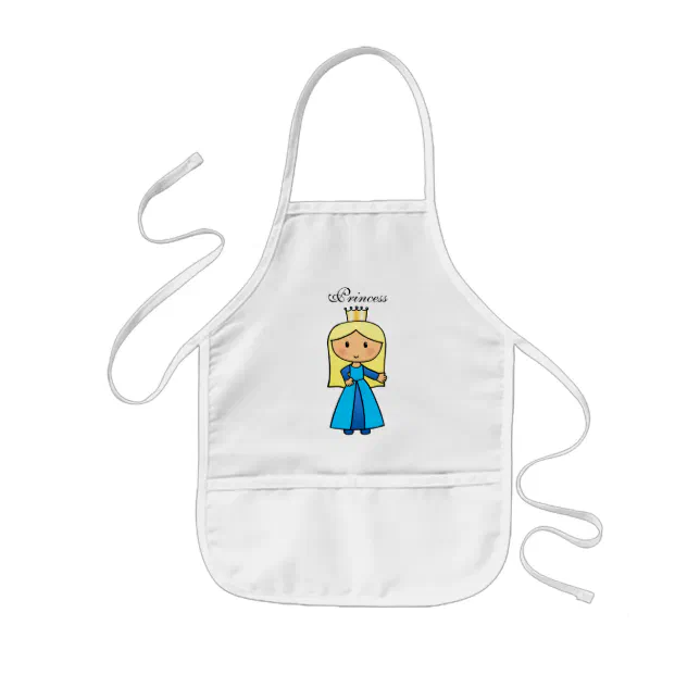 Cartoon Clip Art Cute Blond Princess in Blue Dress Kids Apron ...