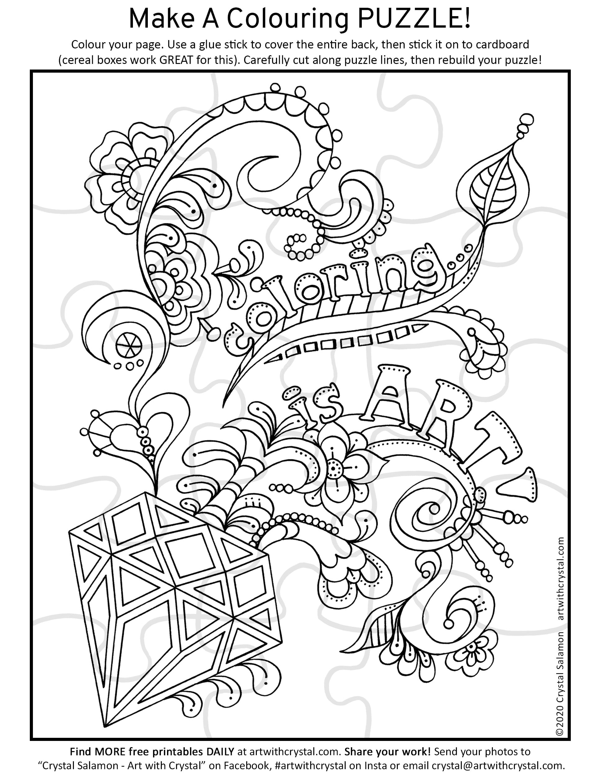 Make A Colouring Puzzle - FREE Printable - Art With Crystal
