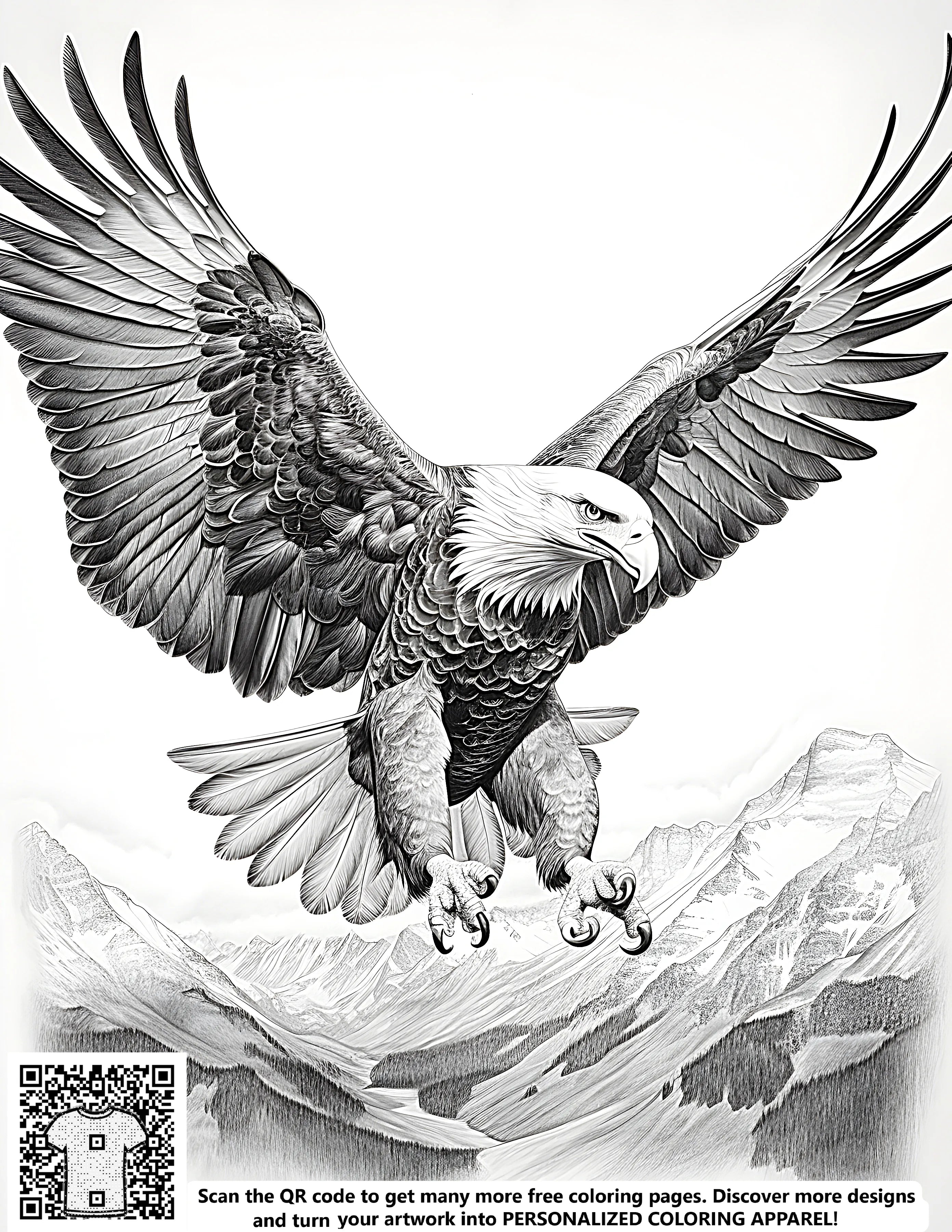 FREE Eagle Coloring Page - Printable Black and White Illustration ...
