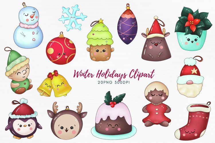 Winter Holidays PNG Bundle | Kawaii Christmas Clipart