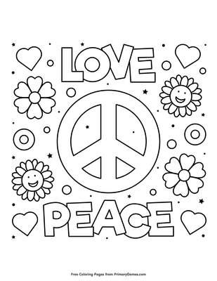 printable peace love and happiness coloring pages