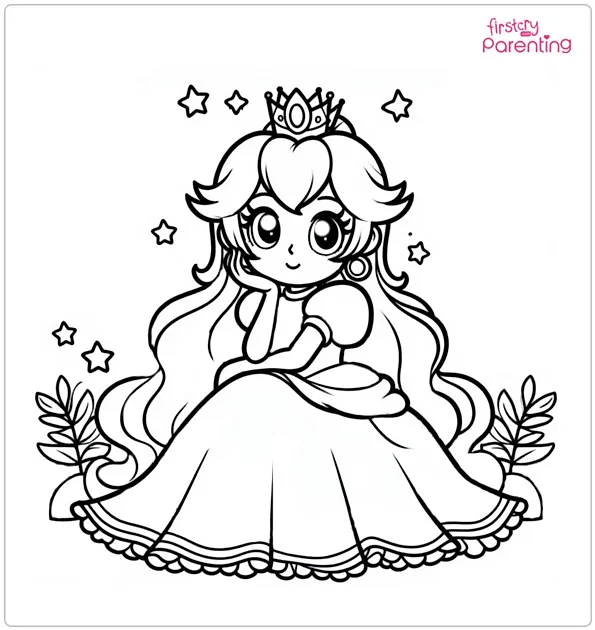 printable princess peach coloring pages