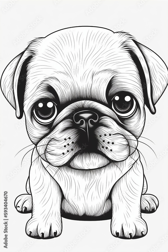 pug puppy coloring page