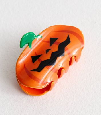 Orange Halloween Pumpkin Hair Claw Clip