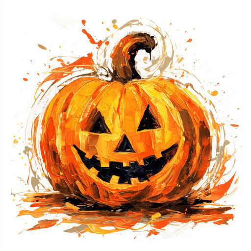 Halloween Pumpkin Clipart in Impressionistic Art Style Artwork: 4K Vector &amp;  SVG