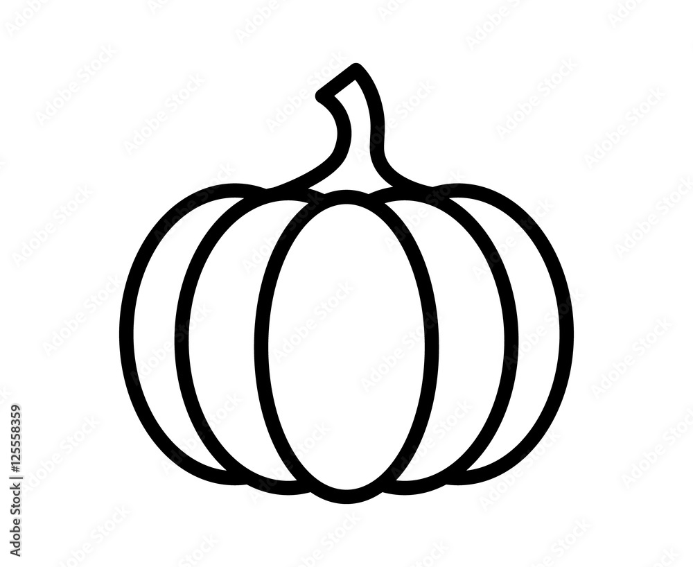 Pumpkin - squash for Halloween or Thanksgiving line art icon for ...
