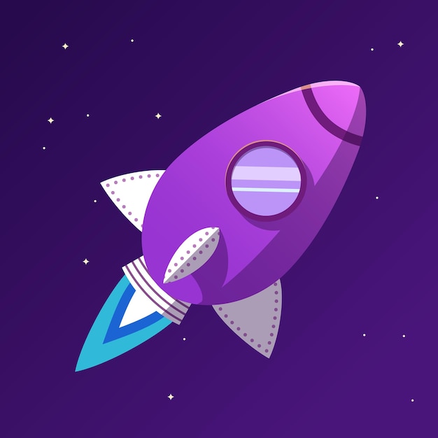 Premium Vector | Purple rocket illustration for game and animations.