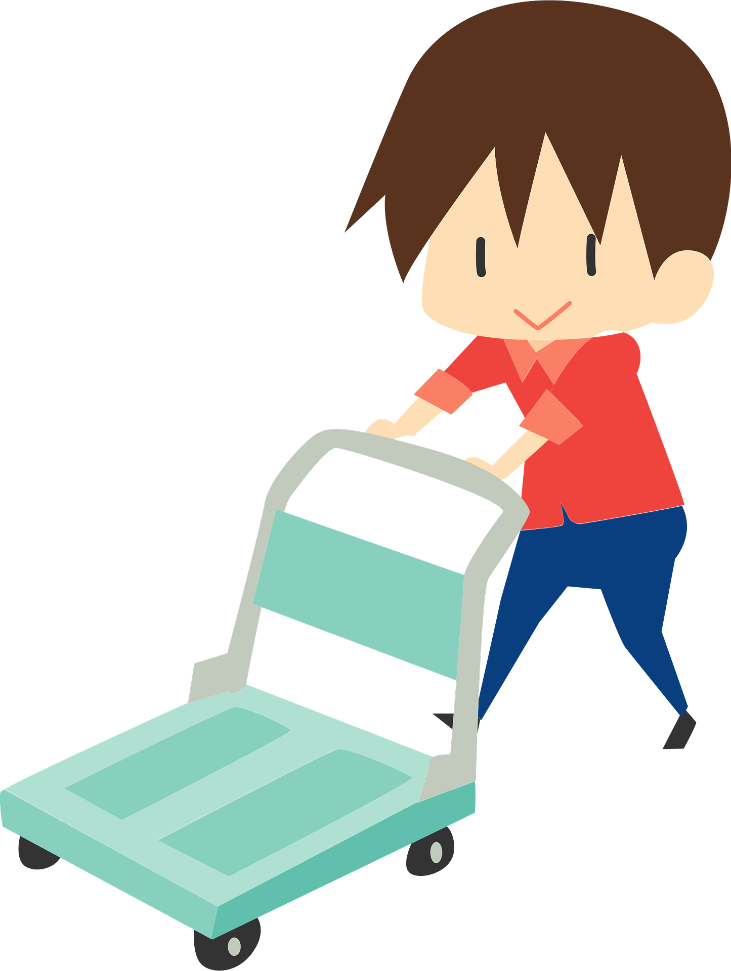 Man is Pushing a Hand Truck - Free vector clipart images on ...