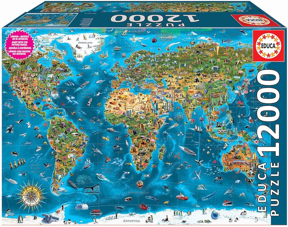 Educa - Weltwunder, 12000 Teile Puzzle Erwachsene und Kinder ab 14 Jahren,  Weltkarte (19057): Amazon.de: Spielzeug