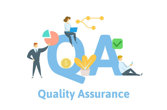 QA, Quality Assurance. Concept with keywords, letters and icons ...