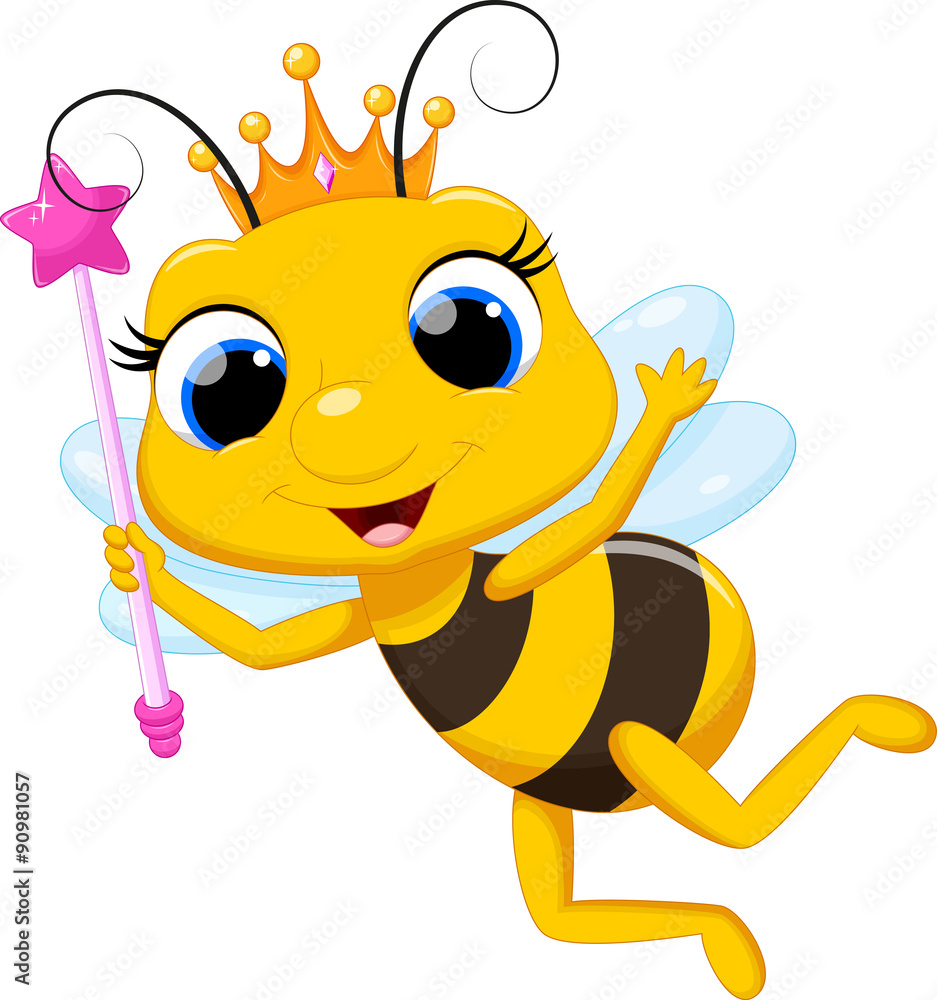 Cute queen bee cartoon Stock-Vektorgrafik | Adobe Stock