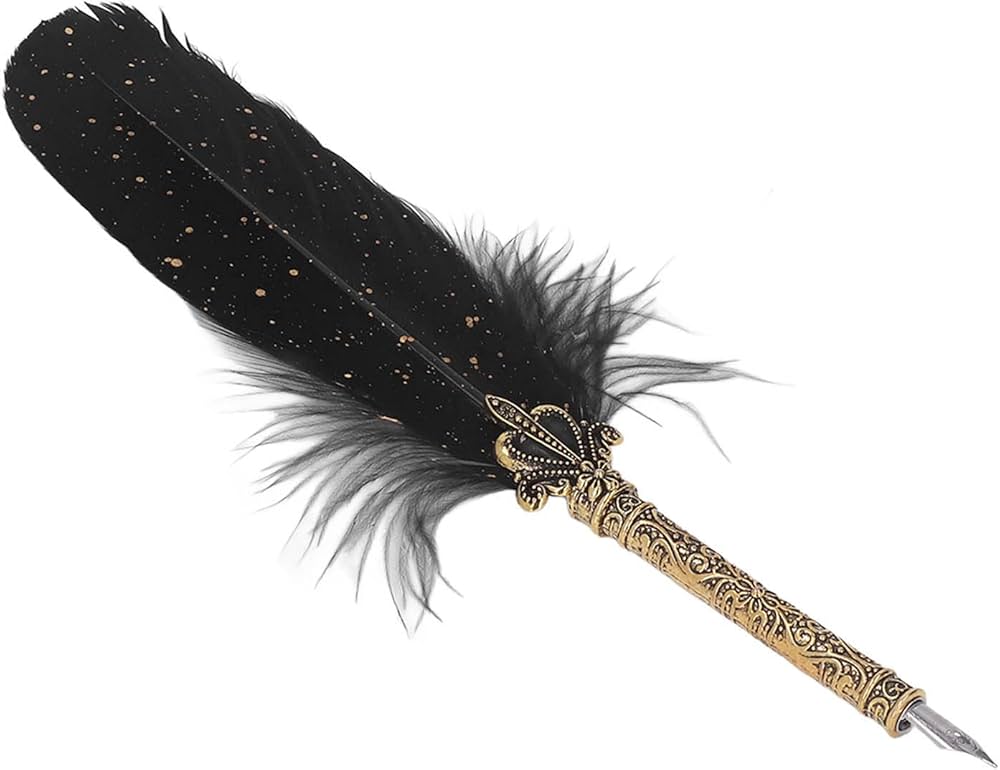 Quill Pen, Retro Elegant Feather Pen, Smoothing Writing for Home, School,  Office (Black) : Amazon.de: Stationery &amp; Office Supplies