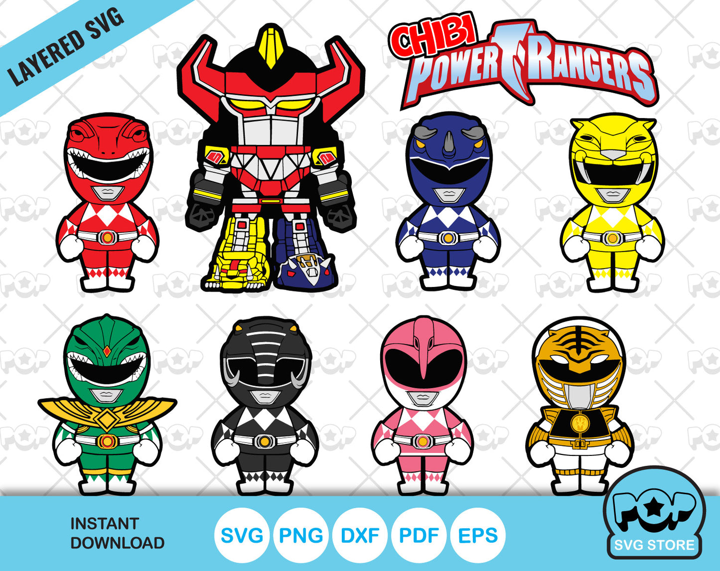 Mighty Morphin Power Rangers clipart bundle, SVG cut files for Cricut /  Silhouette, PNG, DXF, instant download