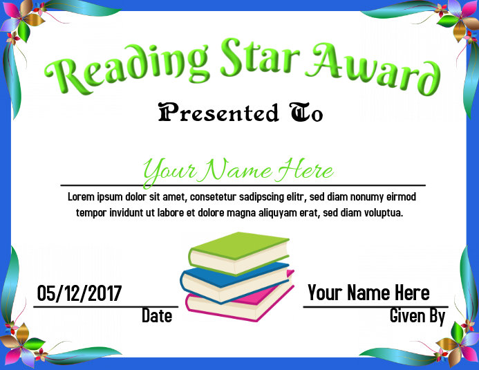 Reading Award-Vorlage | PosterMyWall