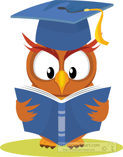 Graduation Clipart - owl-wearing-graduation-cap-reading-book ...