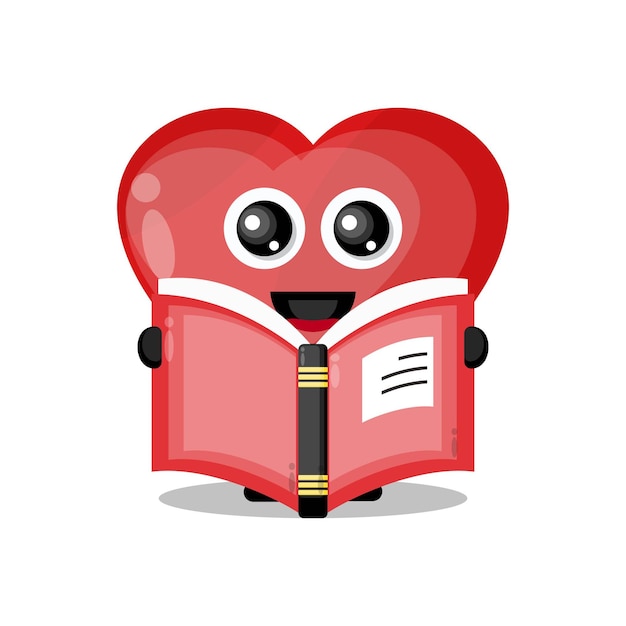 Premium Vector | Love reading book cute character mascot