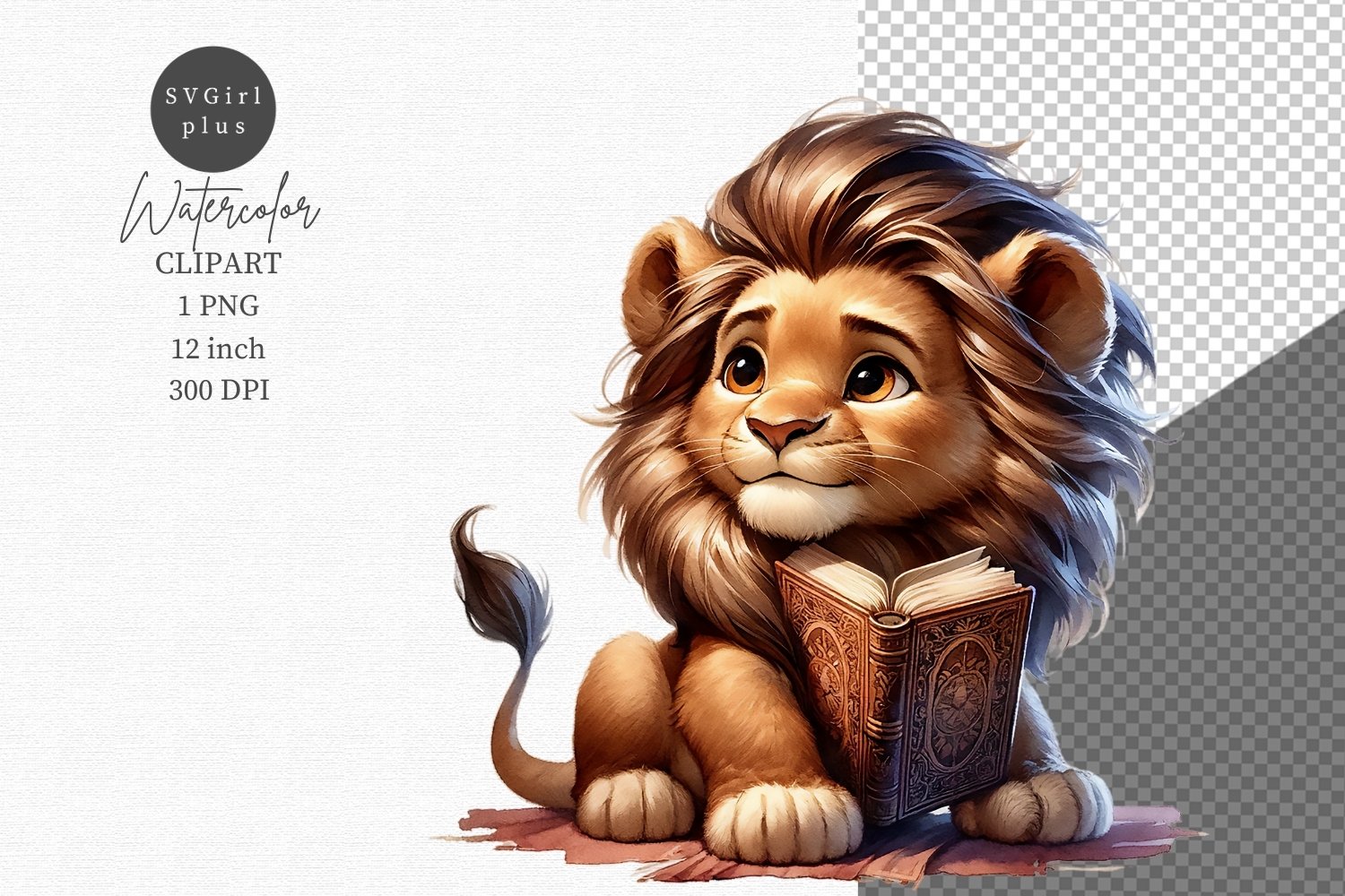 reading lion cliparts
