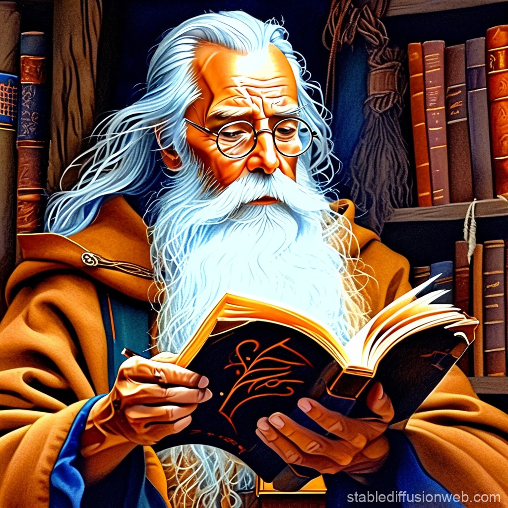 Wizard in Epic Book Reading | Stable Diffusion Online