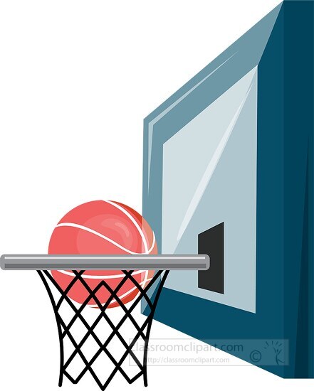 Basketball Clipart-basketball side veiw with net ball in hoop clipart