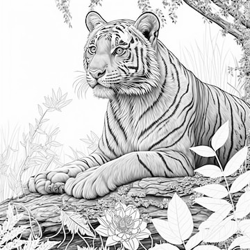 realistic tiger coloring pages